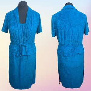 Vintage Handmade? 70's/80's 2 Piece Blue Terry Cloth Dress & Short Sleeve Top